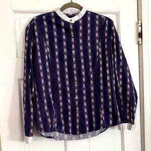 Wrangler Navy and White Striped Pattern Western Shirt